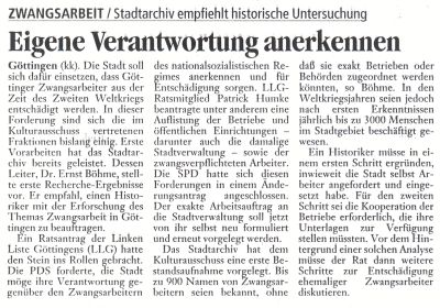 Göttinger Tageblatt 25. Januar 2000