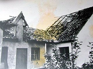 Zerstörtes Haus in Hannover nach einem Bombenangriff 1940