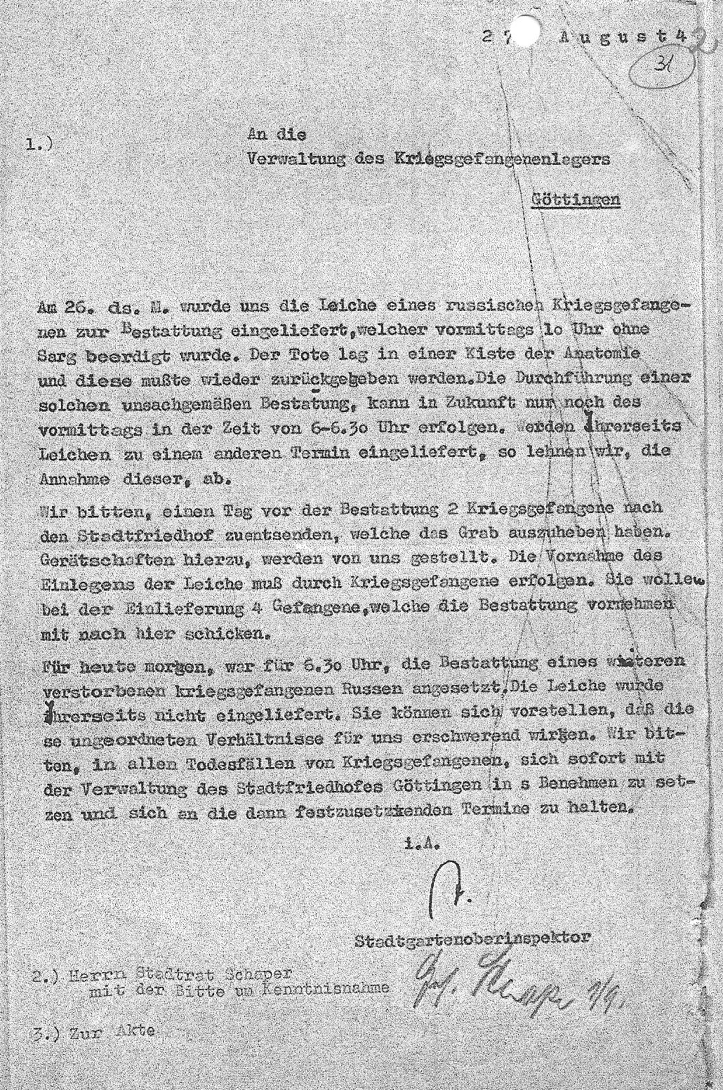 Bestattung eines sowjetischen Kriegsgefangenen August 1942